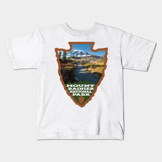 Mount Rainier National Park arrowhead Kids T-Shirt by nylebuss